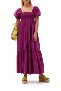 Robe longue à smocks - Purple Wine