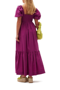 Robe longue à smocks - Purple Wine