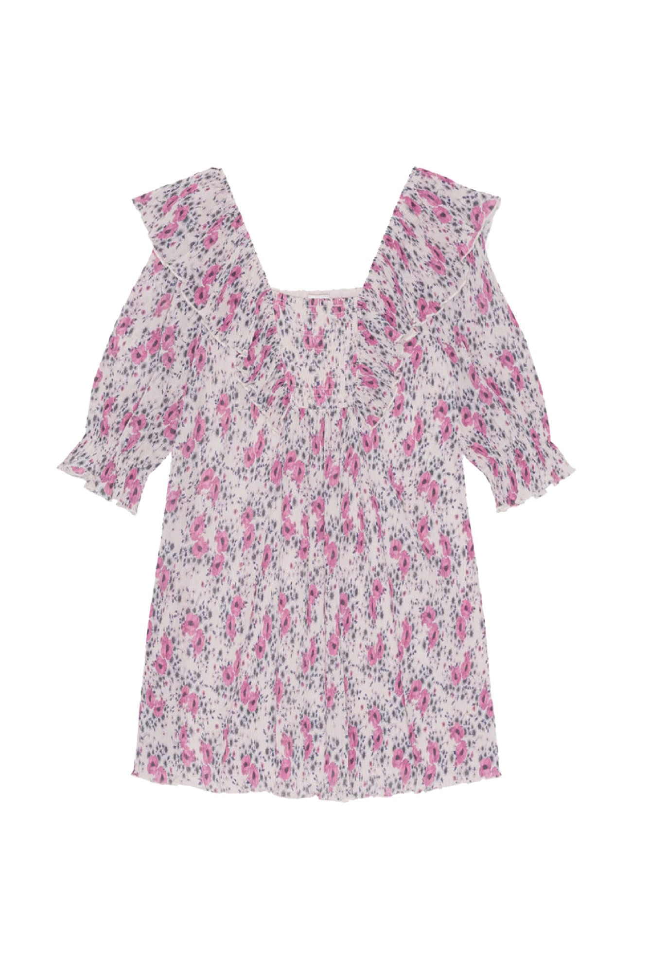 Robe courte à volants en georgette plissée - Mauve Chalk