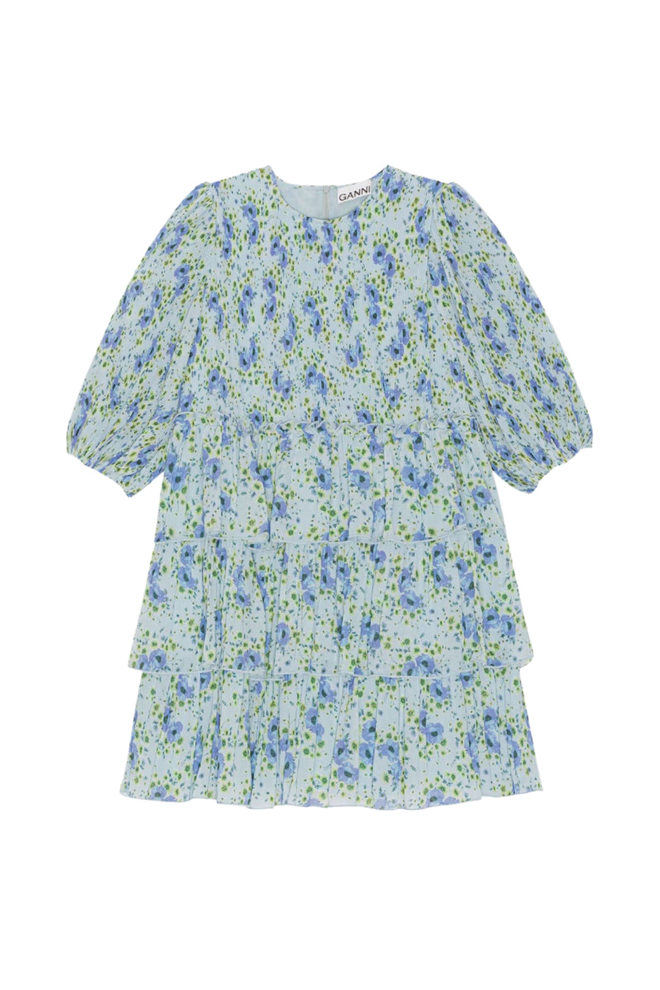 Robe courte en georgette plissée - Ice Water
