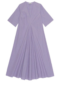 Robe longue rayée à col V en coton - Forever Blue