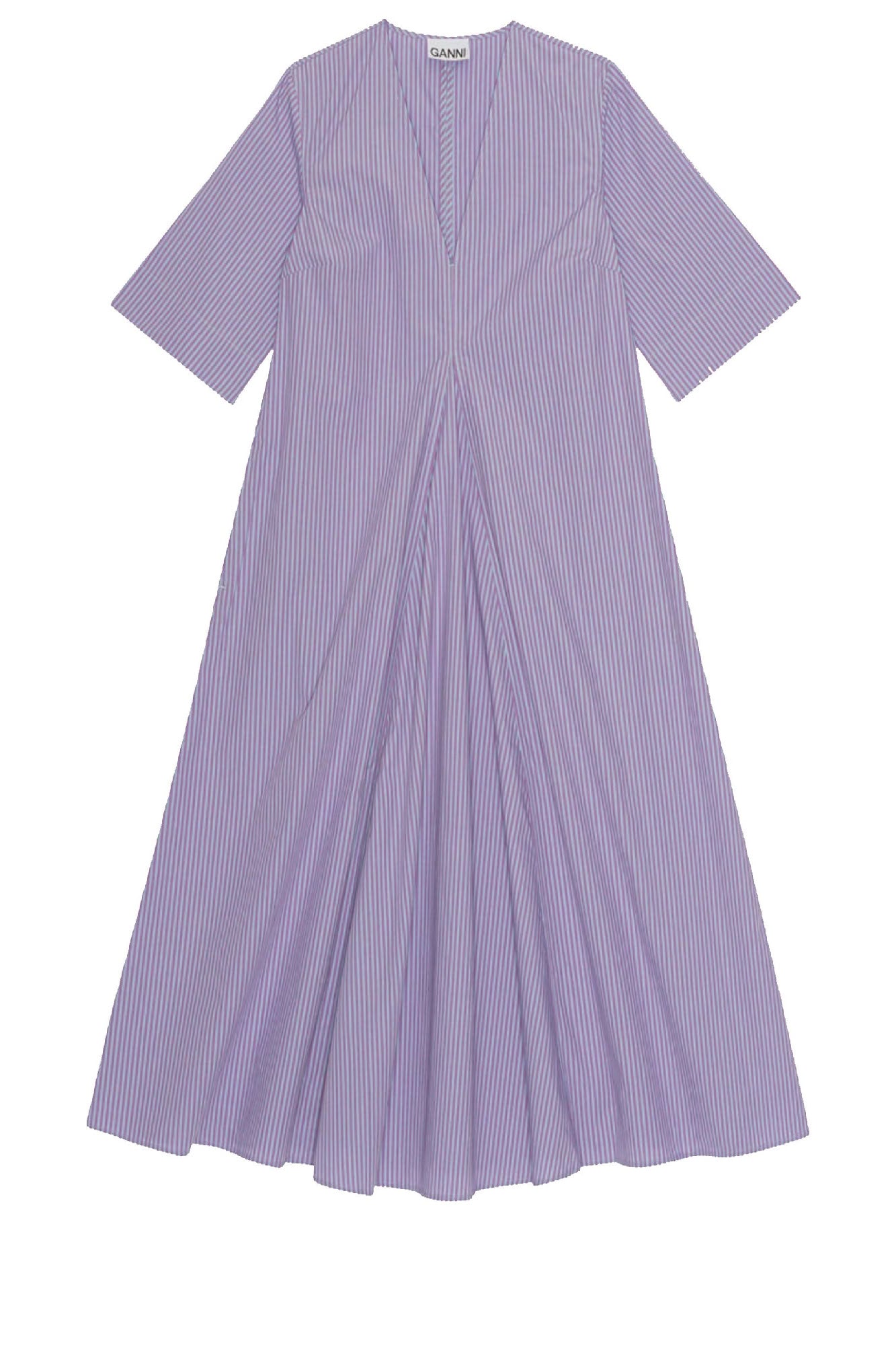 Robe longue rayée à col V en coton - Forever Blue