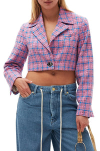 Short checked suit blazer - Wild Orchid