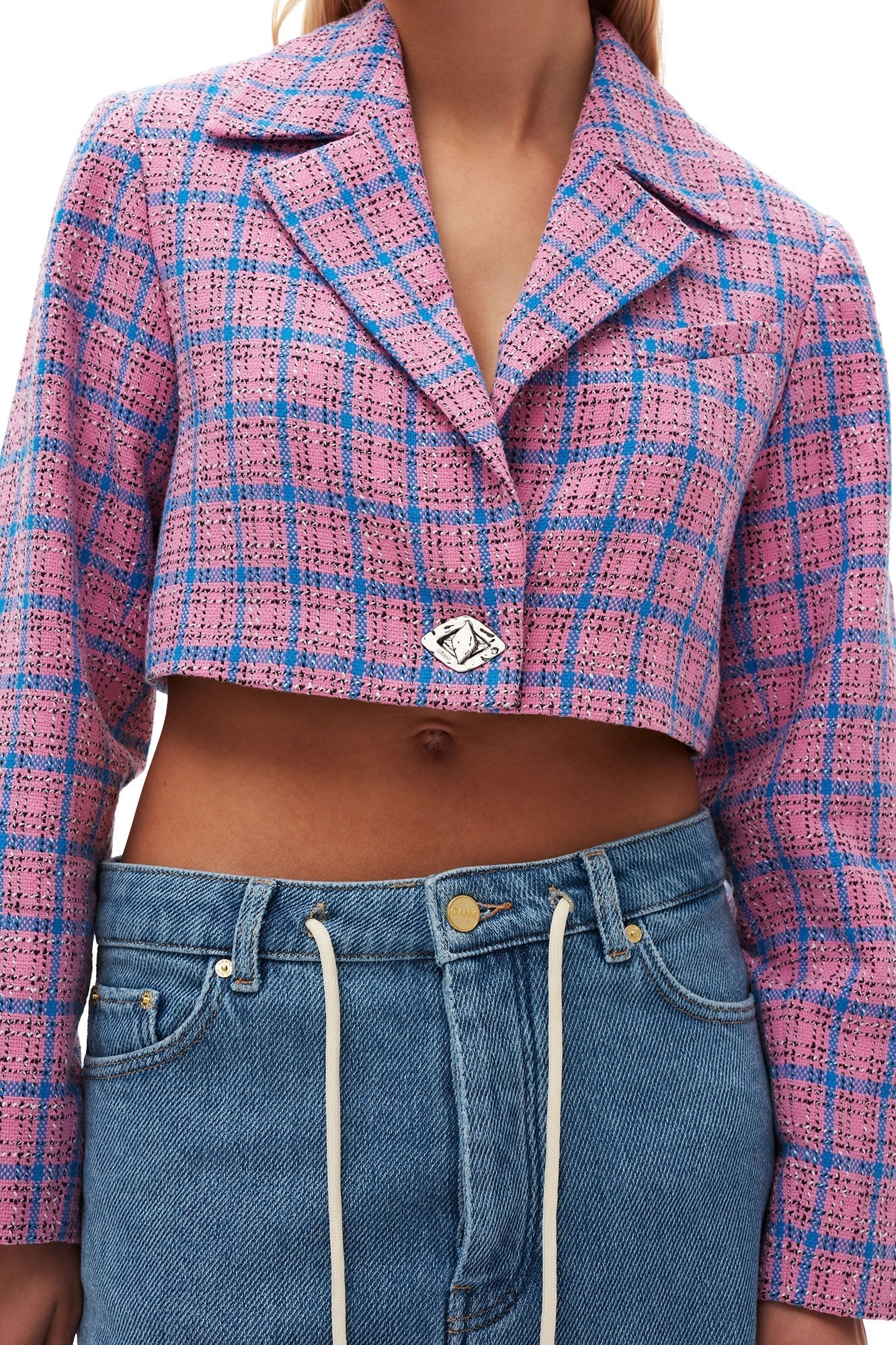Short checked suit blazer - Wild Orchid