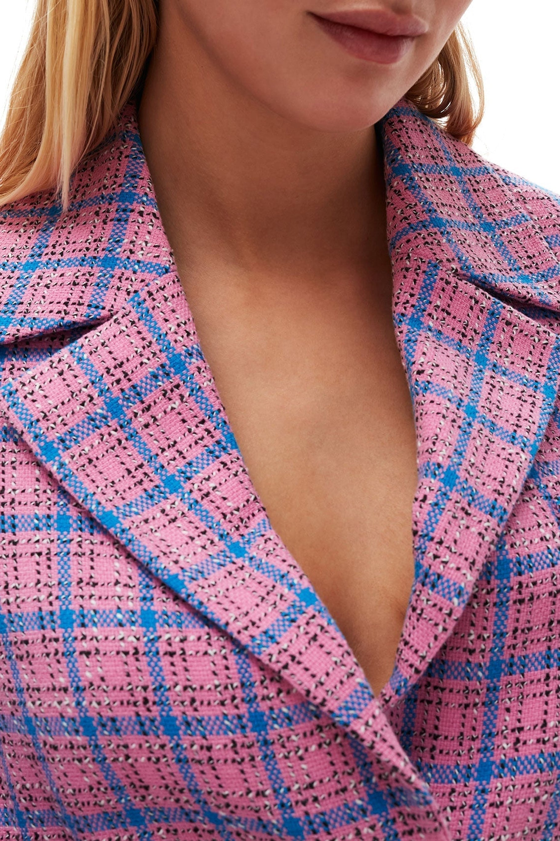 Short checked suit blazer - Wild Orchid