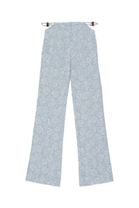 Pantalon évasé en jacquard  - Sky Blue