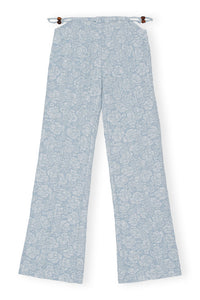 Pantalon évasé en jacquard  - Sky Blue
