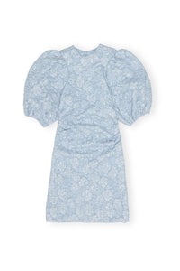 Robe courte à manches bouffantes en jacquard - Sky Blue
