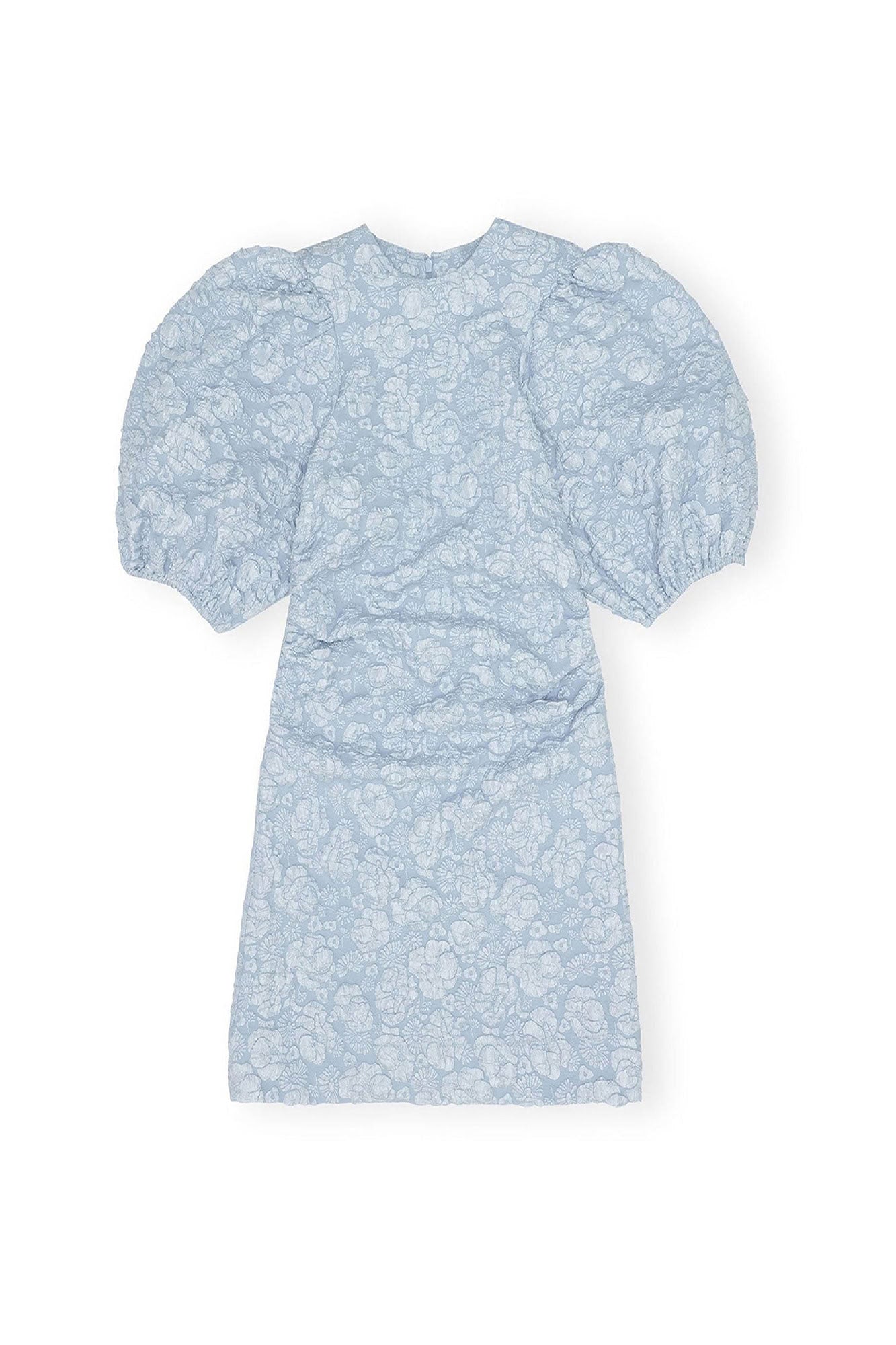 Robe courte à manches bouffantes en jacquard - Sky Blue