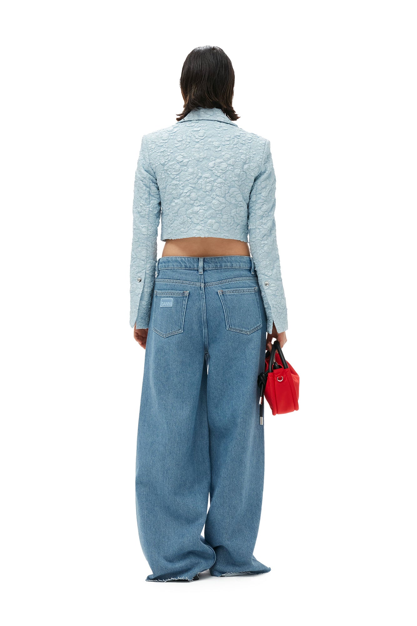 Blazer court en jacquard - Sky Blue