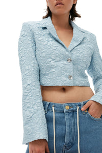 Blazer court en jacquard - Sky Blue