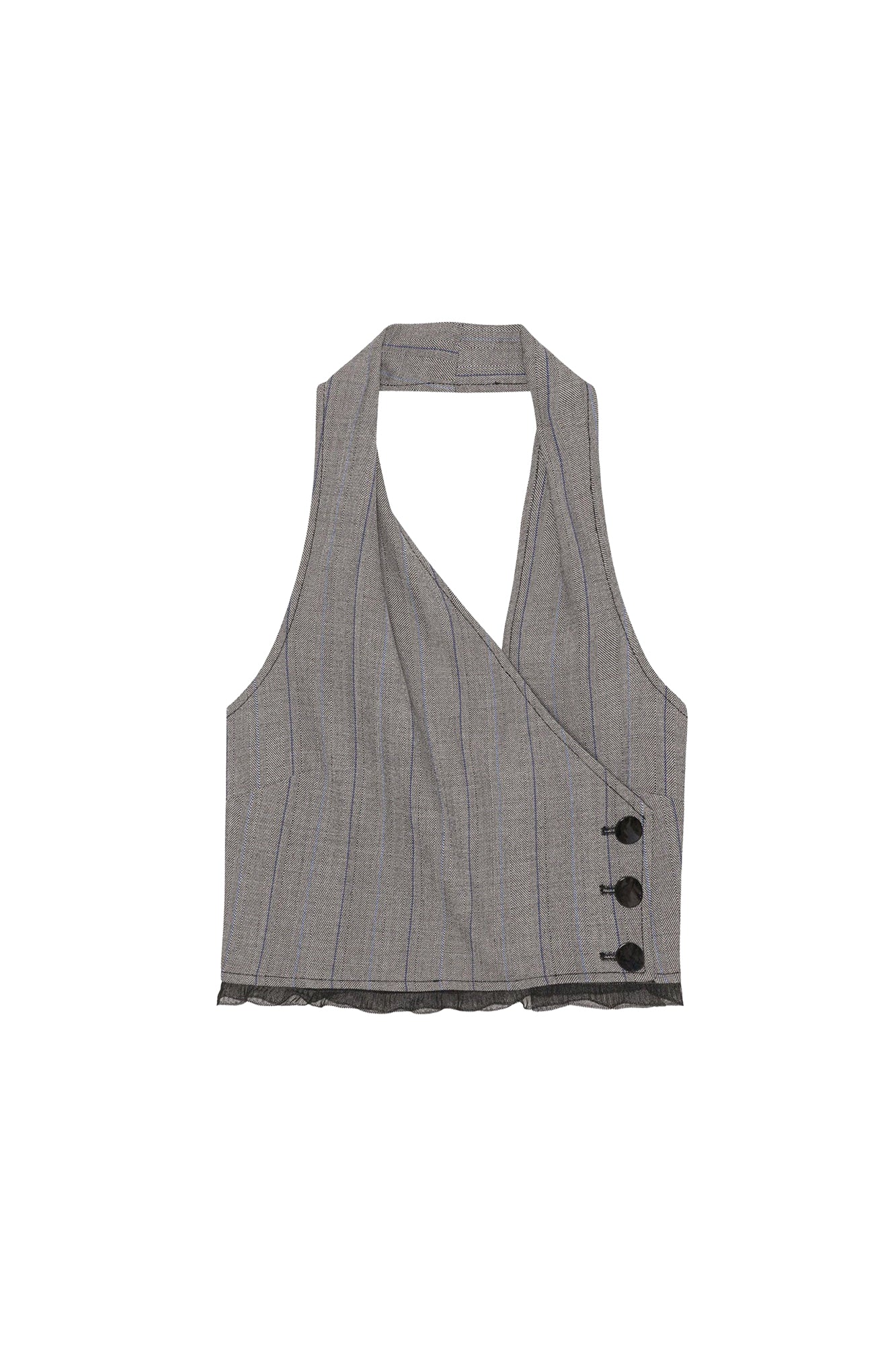 Herringbone suit waistcoat - Frost Gray