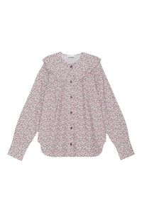 Double-neck printed cotton shirt - Frost Gray