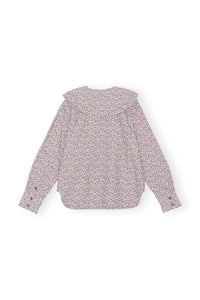 Double-neck printed cotton shirt - Frost Gray