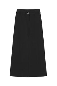 Long slit skirt in cotton - Black