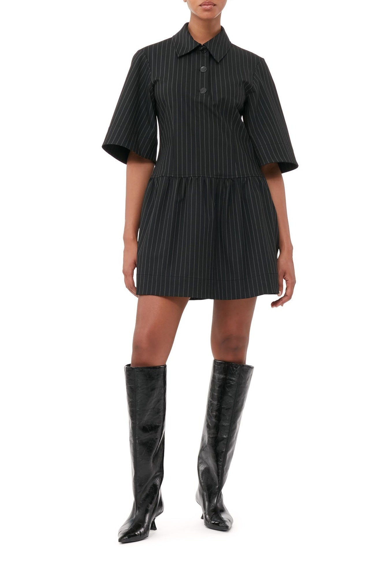 Robe courte à rayures - Black