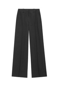 Pantalon large à taille haute en rayé - Black