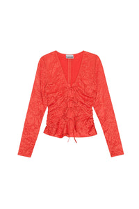 Fluid satin V-neck shirt - Grenadine