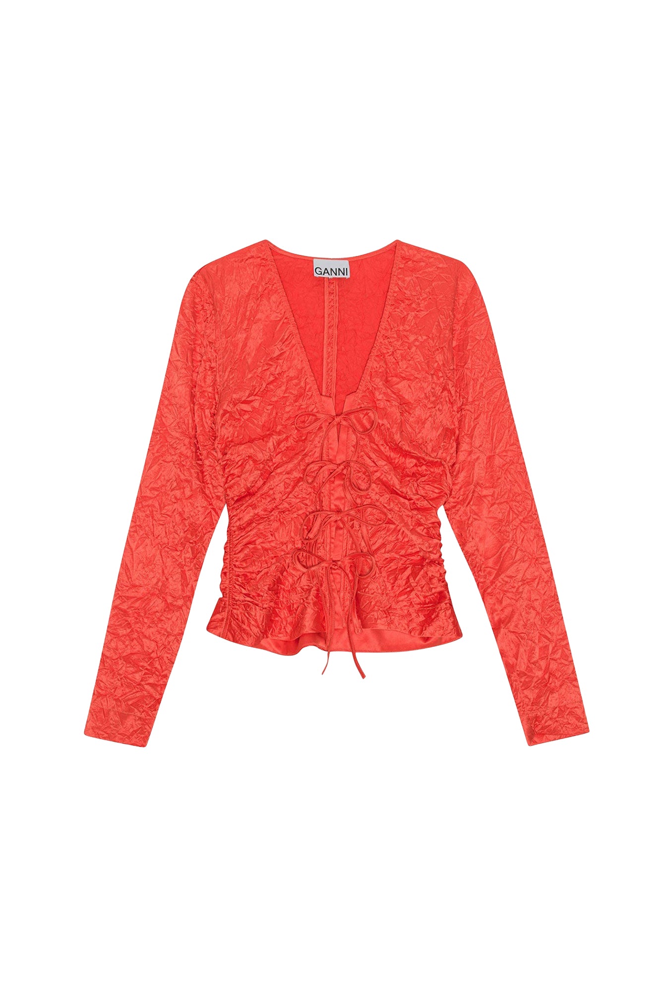 Fluid satin V-neck shirt - Grenadine