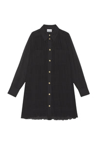 Short shirt dress in pleated georgette - Black