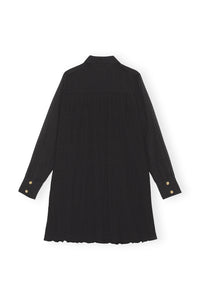 Robe chemise courte en georgette plissée - Black