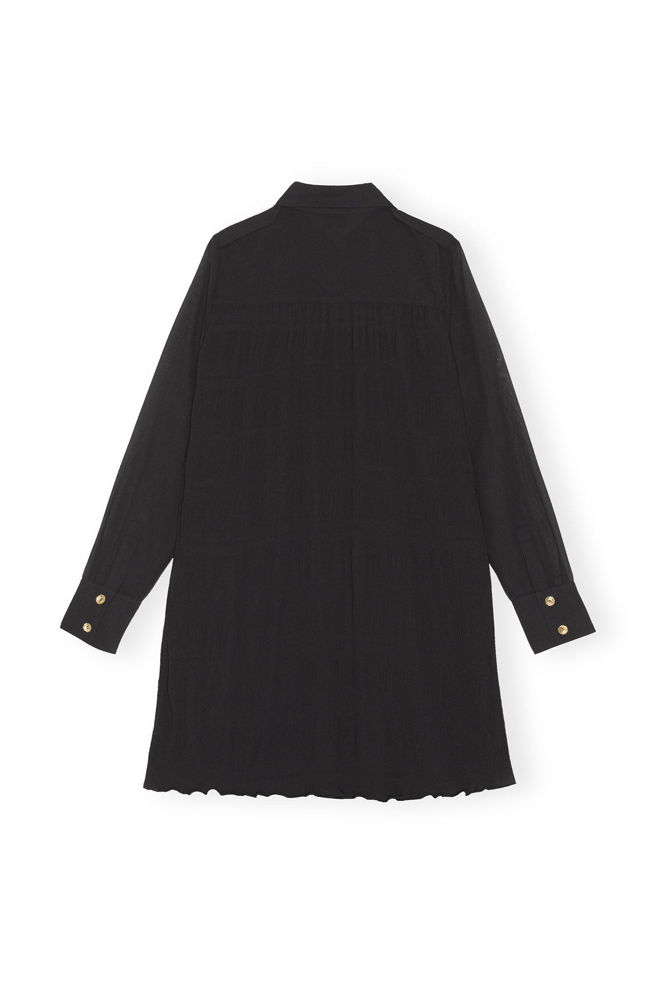 Robe chemise courte en georgette plissée - Black