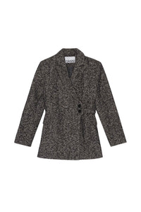 Herringbone blazer with belt - Black