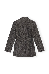 Herringbone blazer with belt - Black