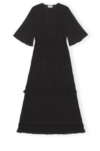 Robe longue en georgette plissée - Black