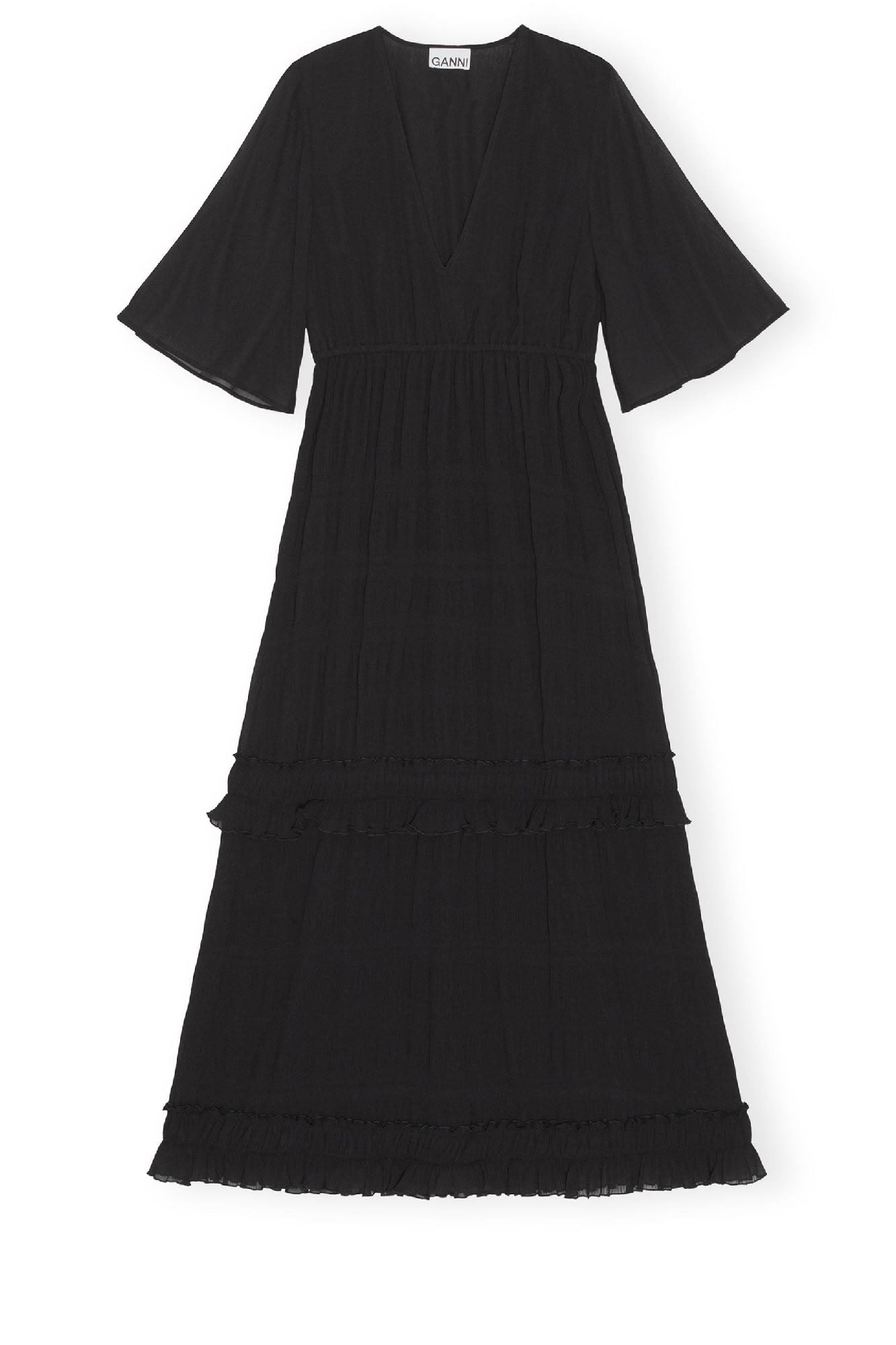Robe longue en georgette plissée - Black