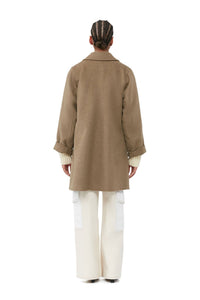 Veste mi-longue en laine - Petrified Oak