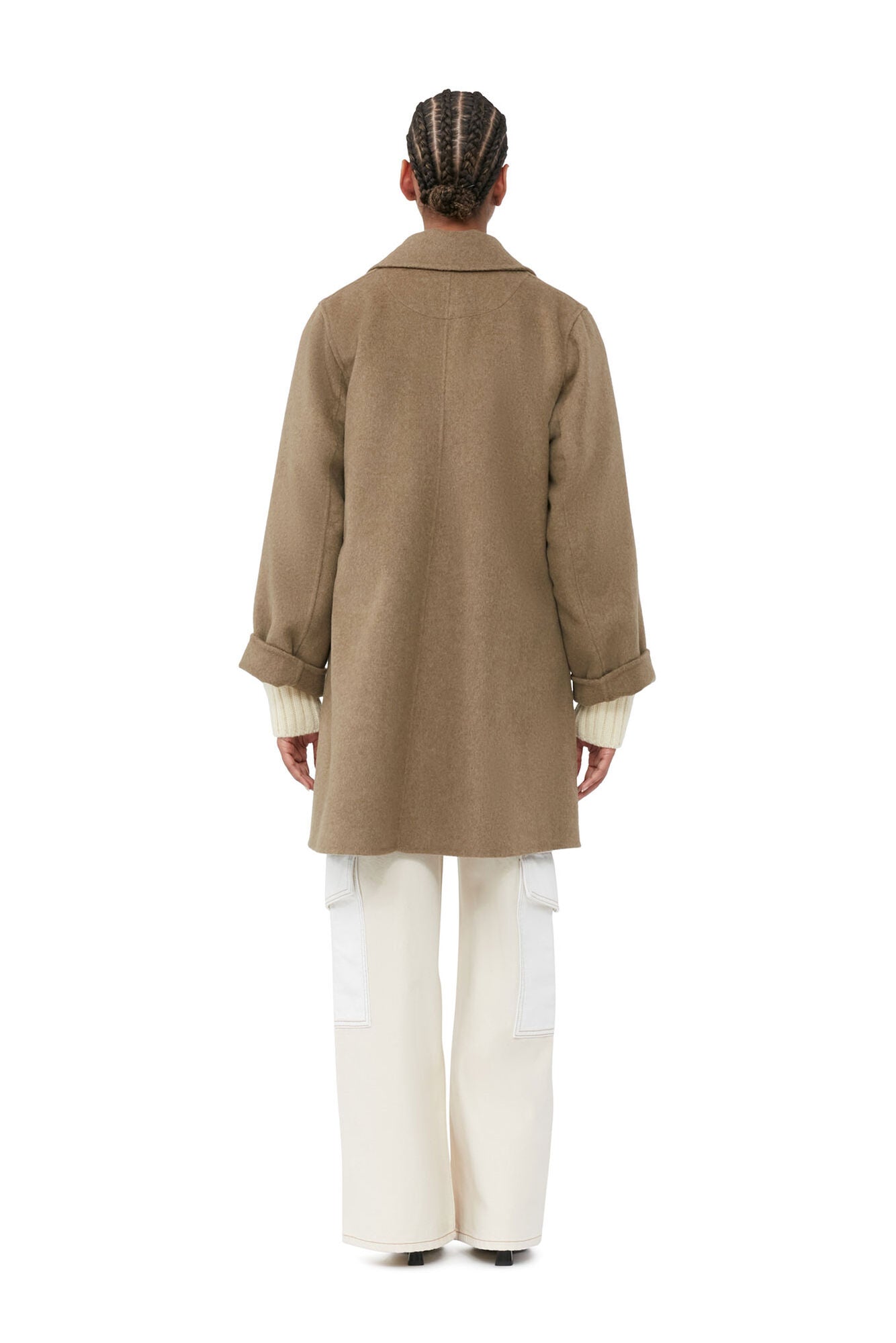 Veste mi-longue en laine - Petrified Oak