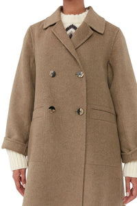 Veste mi-longue en laine - Petrified Oak
