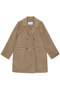 Veste mi-longue en laine - Petrified Oak
