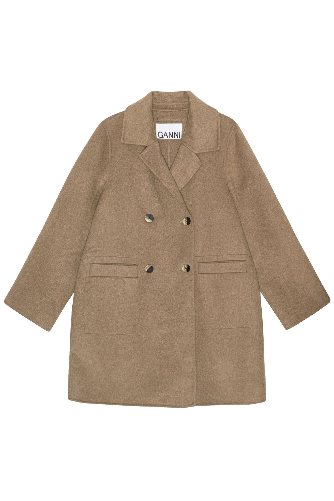 Veste mi-longue en laine - Petrified Oak