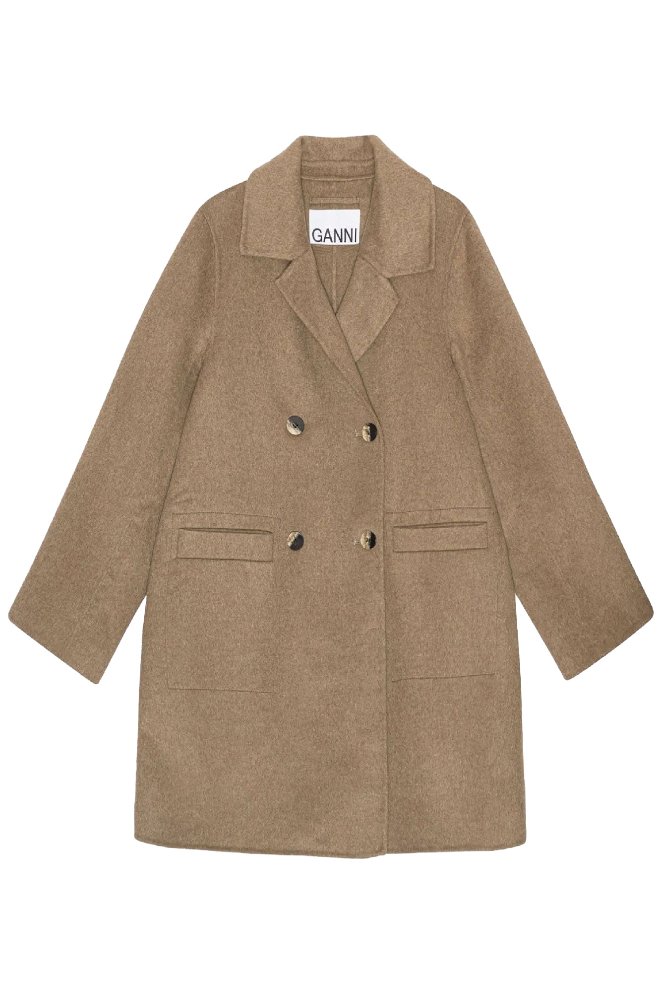 Mid-length wool jacket - Petrified Oak
