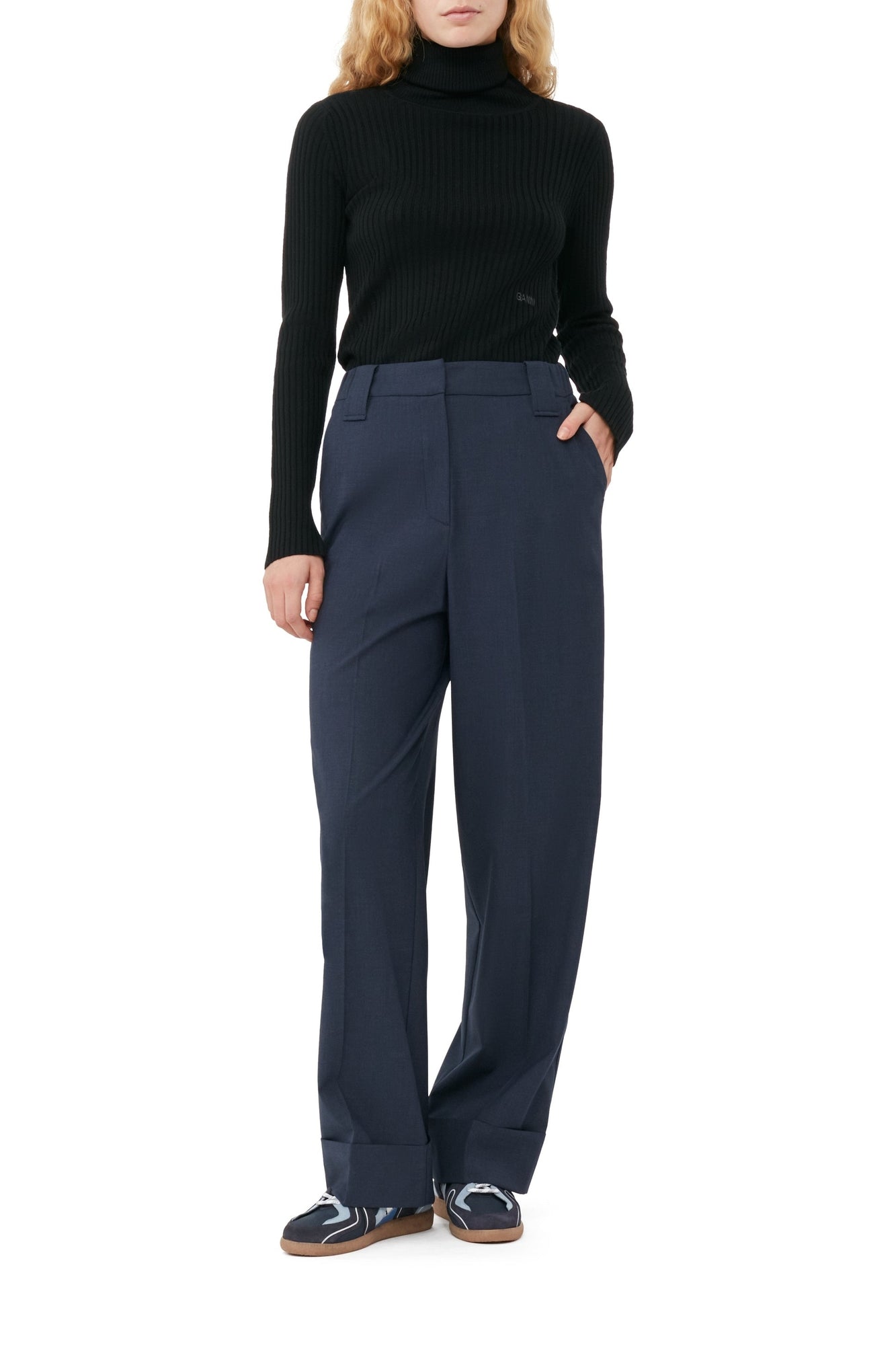 Pantalon taille haute drapé - Sky Captain