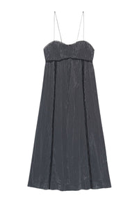 Tech shiny strappy midi dress - Gray Pinstripe