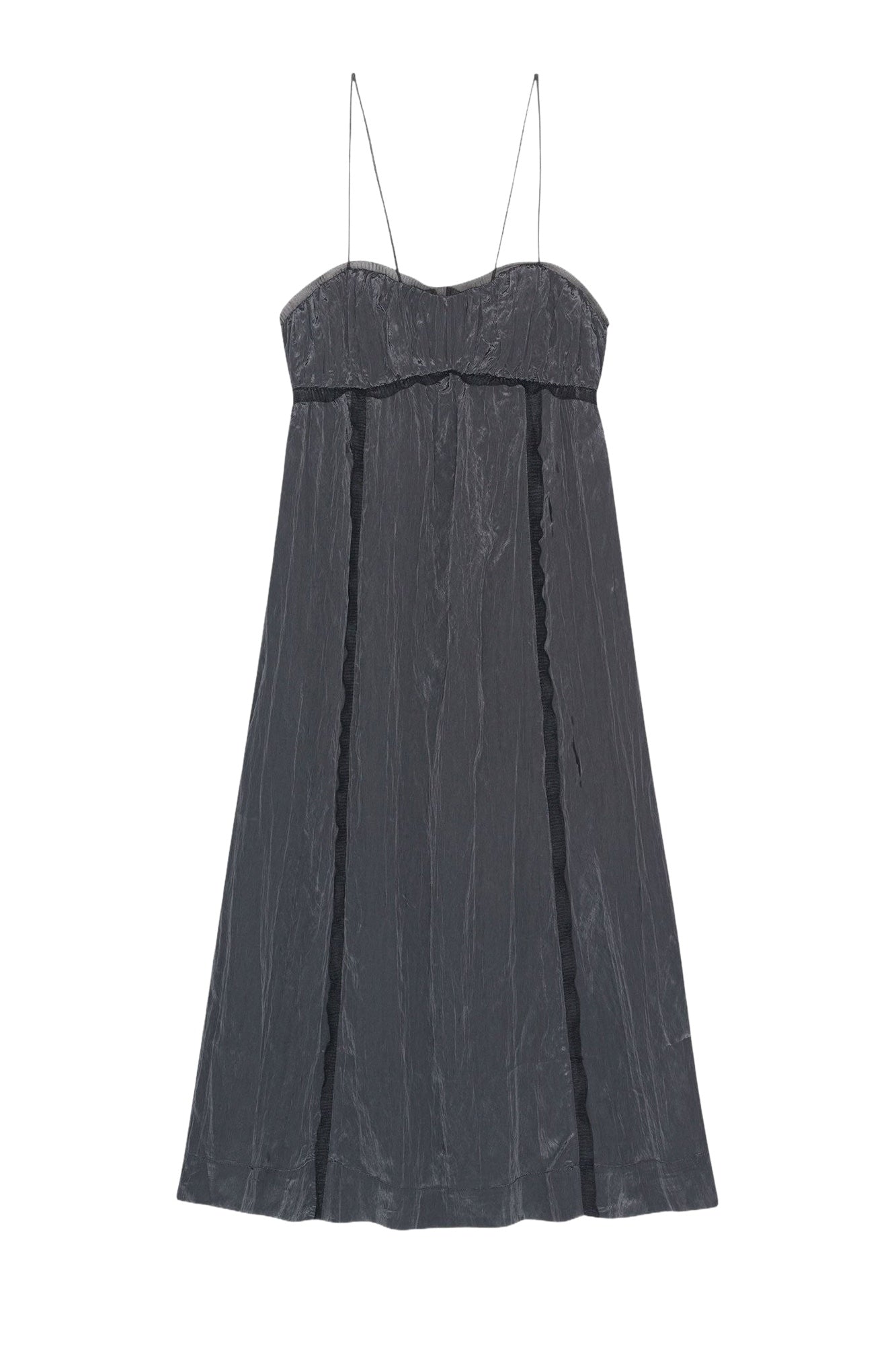 Tech shiny strappy midi dress - Gray Pinstripe