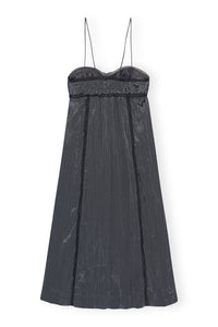 Tech shiny strappy midi dress - Gray Pinstripe
