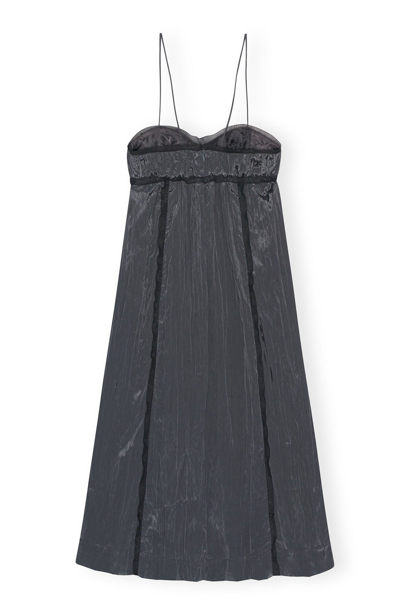 Tech shiny strappy midi dress - Gray Pinstripe