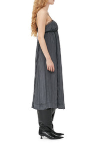 Tech shiny strappy midi dress - Gray Pinstripe