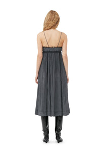 Tech shiny strappy midi dress - Gray Pinstripe