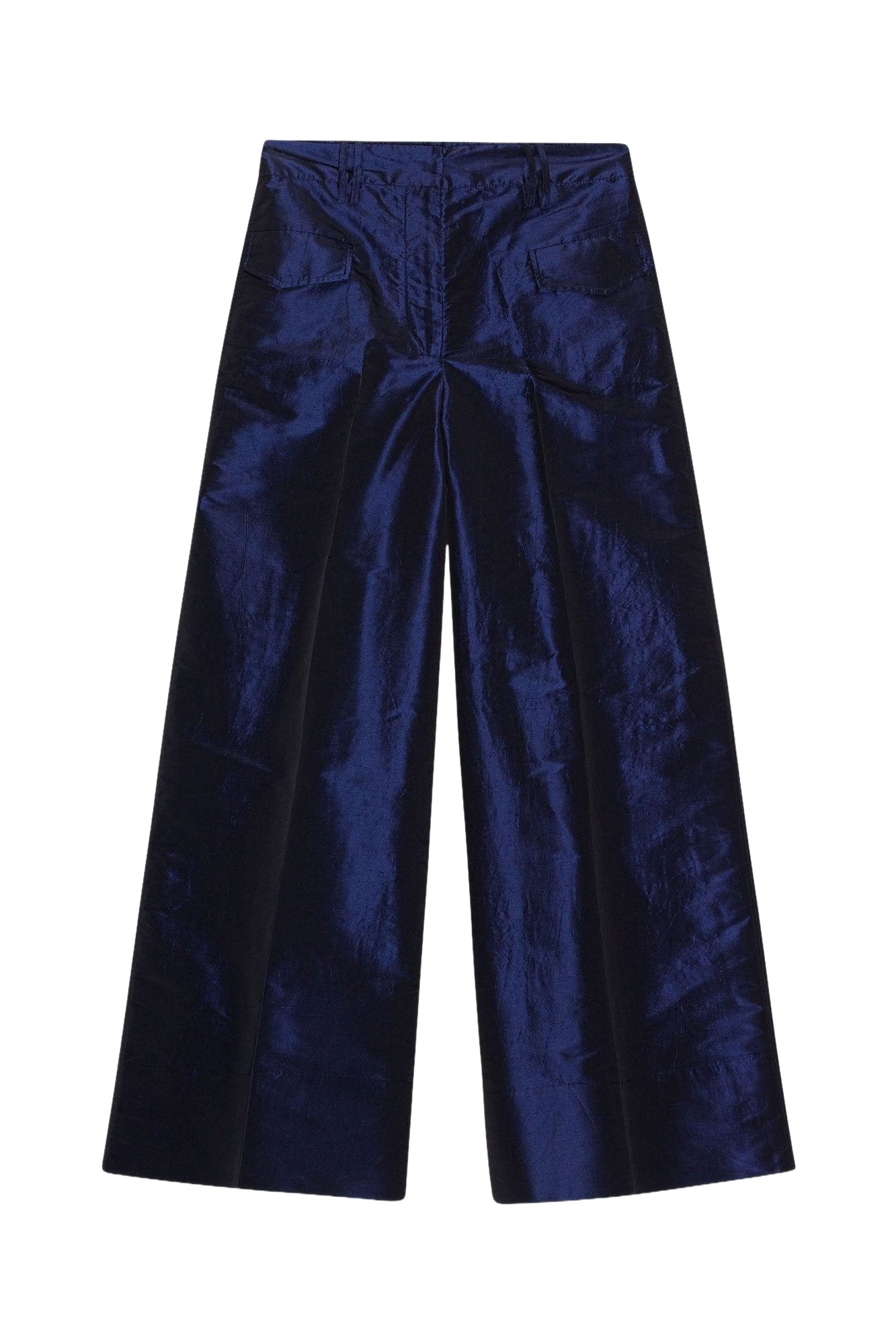 Pantalon large à taille haute en taffetas brillant - Sodalite Blue