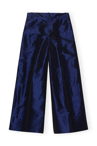 Pantalon large à taille haute en taffetas brillant - Sodalite Blue
