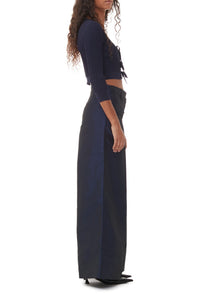 Pantalon large à taille haute en taffetas brillant - Sodalite Blue