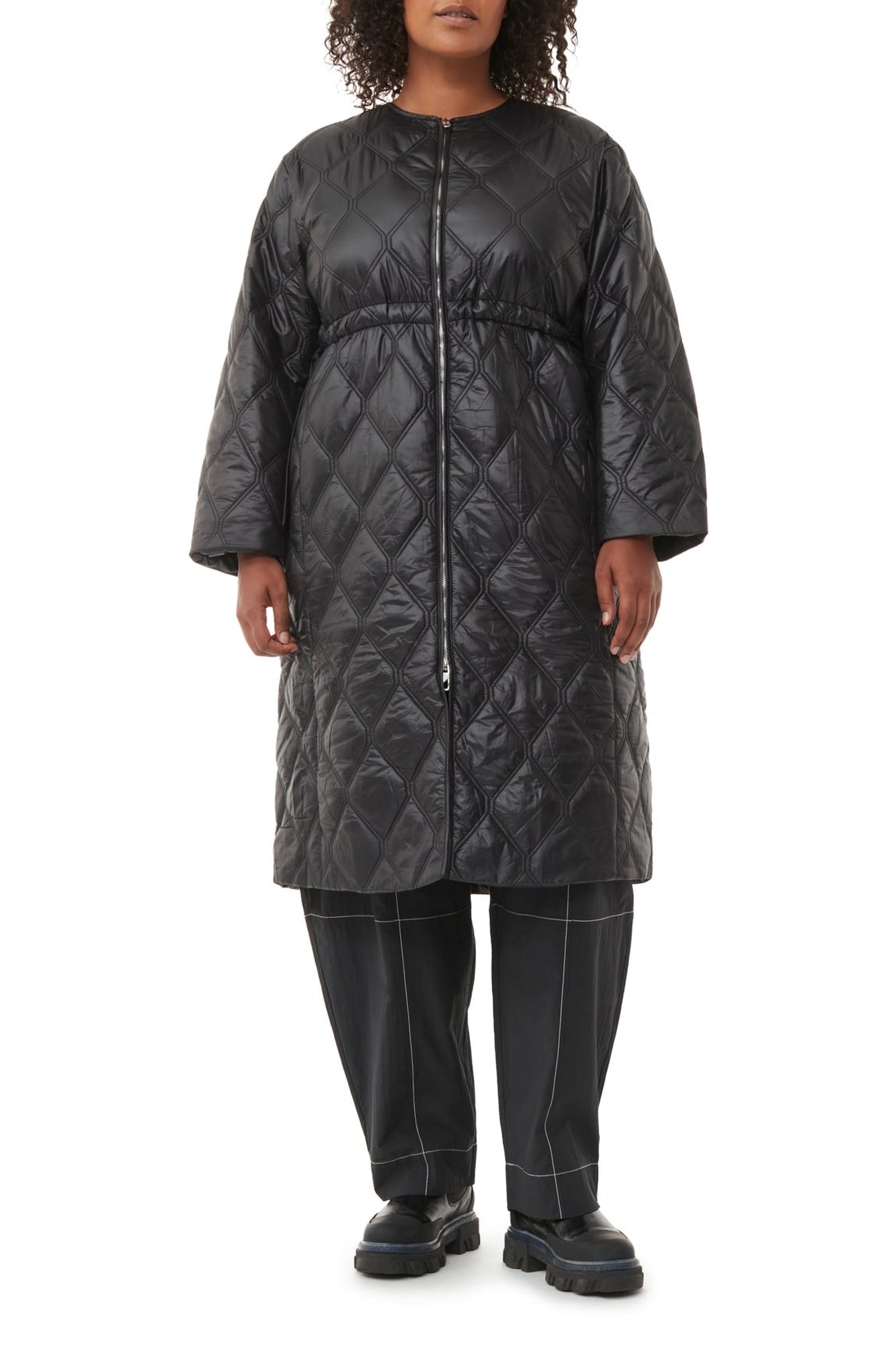 Manteau long matelassé - Black