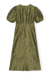 Robe midi à col V en jacquard - Avocado
