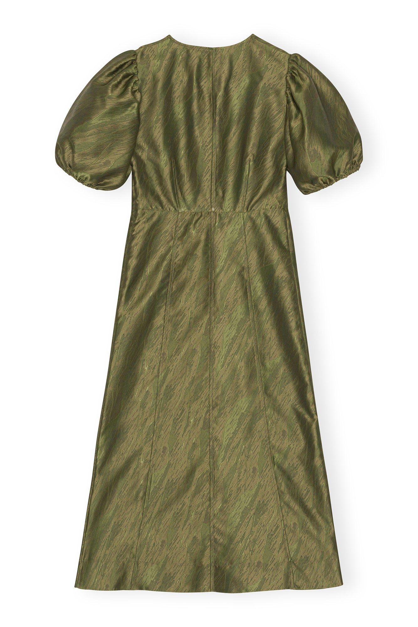Robe midi à col V en jacquard - Avocado