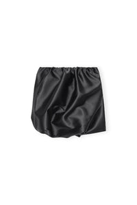 Short draped satin skirt - Black